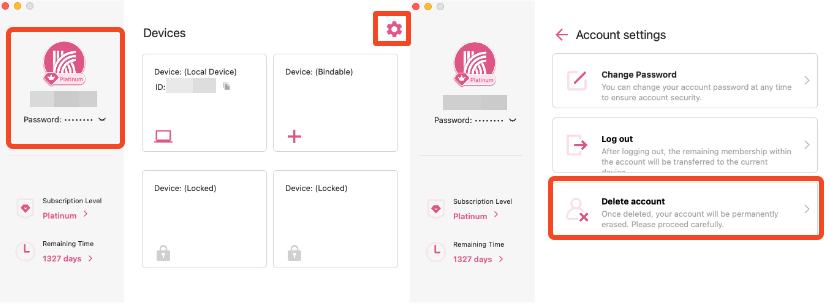 Delete account on macOS